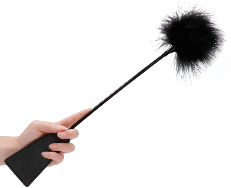 Ouch! Crop With Feather - Black