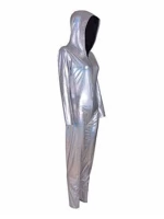 Silver hooded catsuit