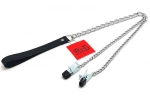 Breast clamps + leash ( metal + leather )