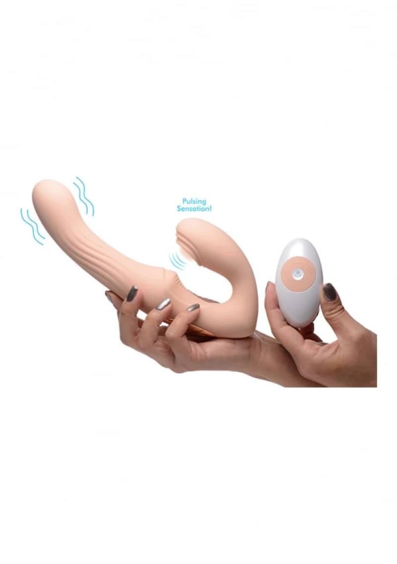 15X U-Pulse Silicone Pulsating and Vibrating Strapless Strap-on