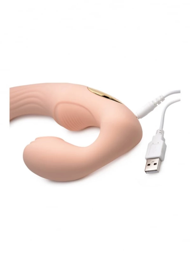15X U-Pulse Silicone Pulsating and Vibrating Strapless Strap-on