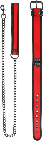 Neoprene Collar With Leash Red