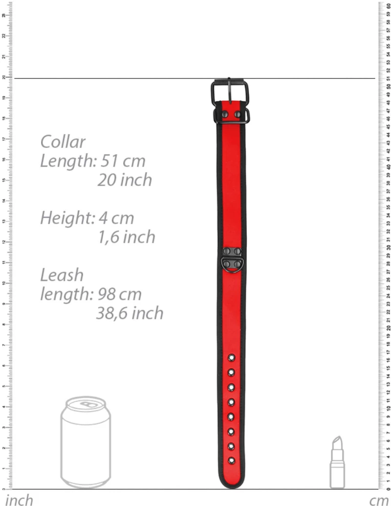 Neoprene Collar With Leash Red