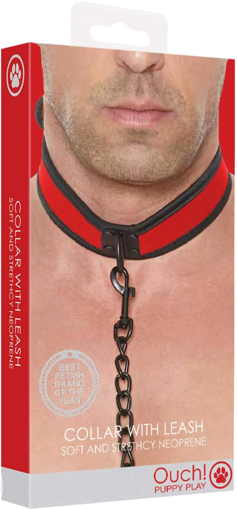 Neoprene Collar With Leash Red