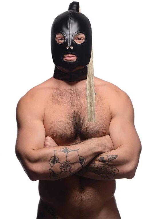 Bondage Mask with Blonde Ponytail