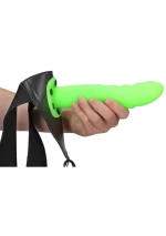 Textured Curved Hollow Strap-on 20 cm - Glow in the Dark