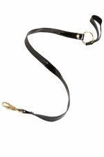 Vinyl leash with wrist strap and carabiner Black
