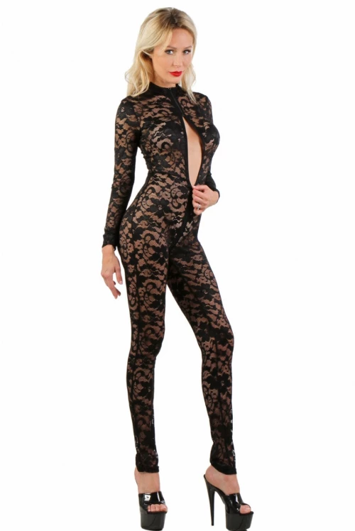 Lace Catsuit Black