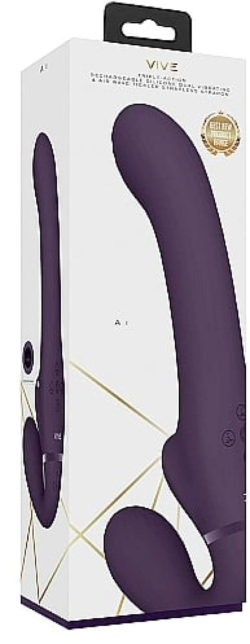 Ai - Dual Vibrating & Air Wave Tickler Strapless Strapon Purple