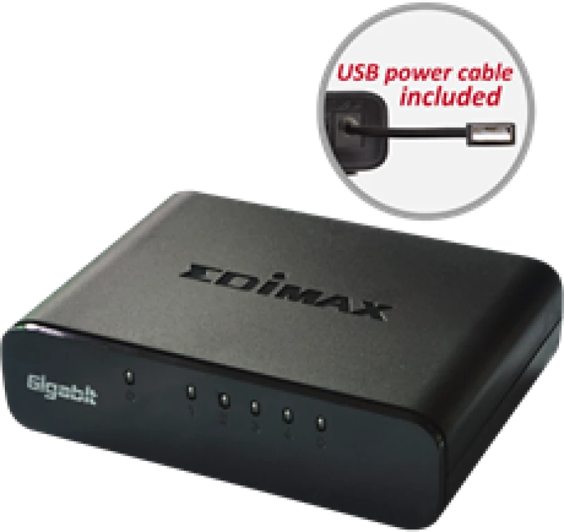 EDIMAX SWITCH ES-5500G V3, 5 PORTS 10/100/1000MBPS GIGABIT SOHO SWITCH WITH USB CABLE, 2YW.