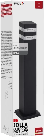 Avide Outdoor Post Lamp Jolla LED 2W WW 500mm IP44 Black