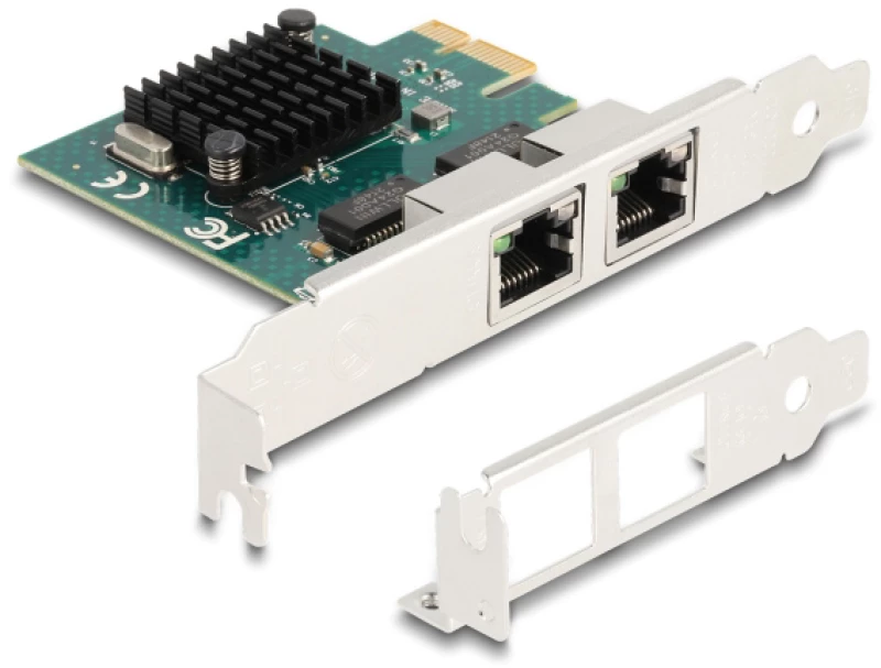 DELOCK κάρτα επέκτασης PCIe x1 σε 2x RJ45 Gigabit 88205, 1000Mbps