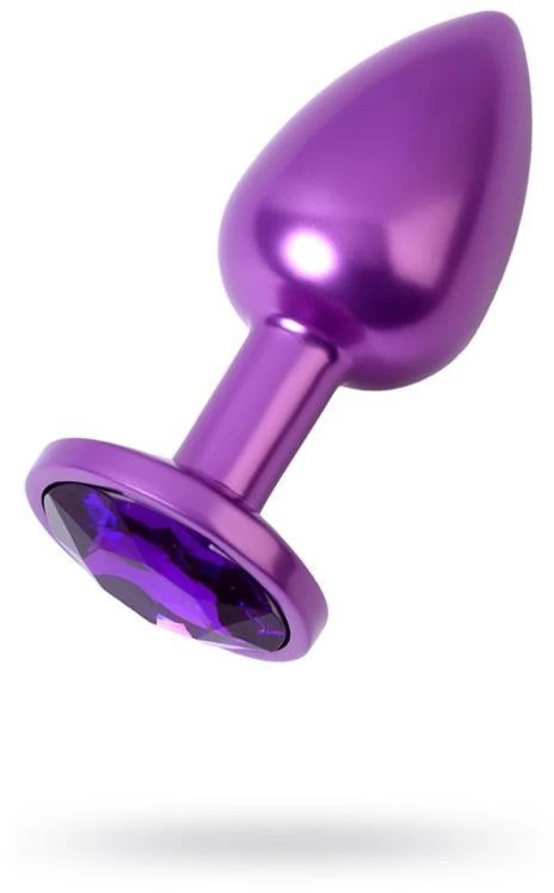 Purple anal plug Metal with purple round-shaped gem
