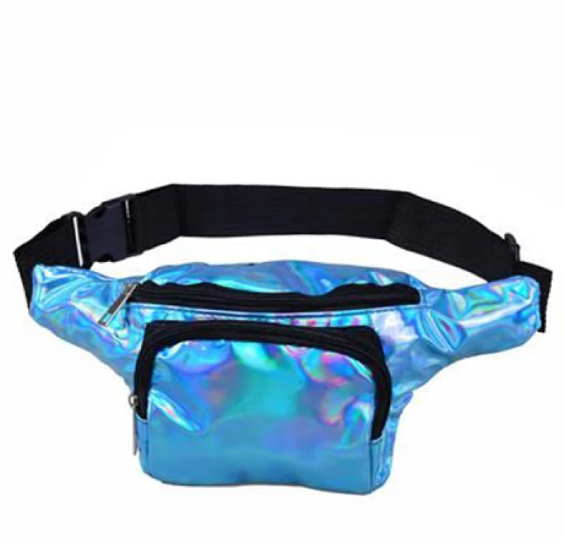 Holographic Blue Bumbag Front Pocket