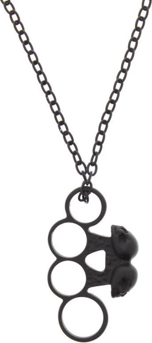 Black Knuckle Duster Skull Necklace