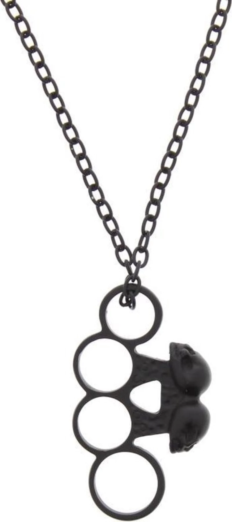 Black Knuckle Duster Skull Necklace