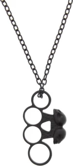 Black Knuckle Duster Skull Necklace