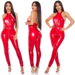 SEXY BACKLESS OVERALL RED