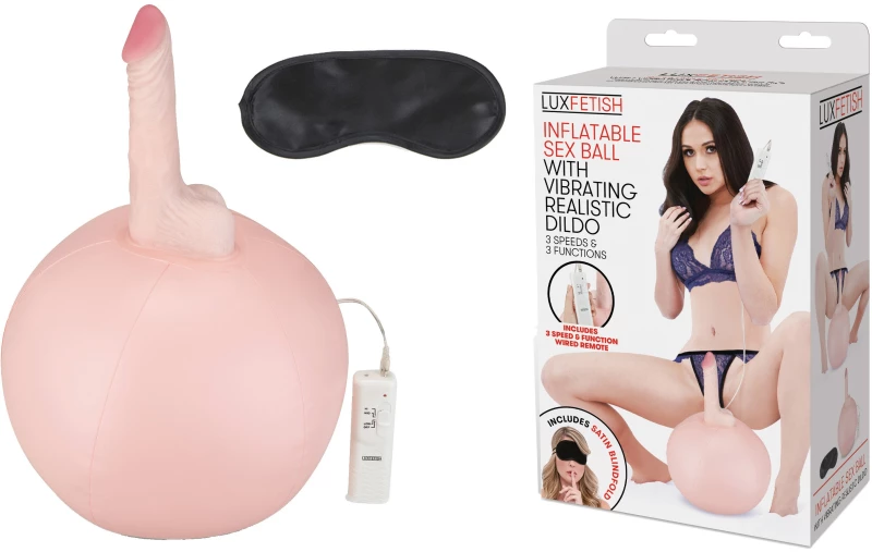 LUX FETISH Inflatable Sex Ball With Vibrating Realistic Dildo