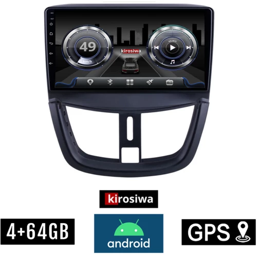KIROSIWA 4+64GB PEUGEOT 207 (μετά το 2007) Android οθόνη αυτοκίνητου 4GB με GPS WI-FI (ηχοσύστημα αφής 9" ιντσών OEM Youtube Playstore MP3 USB Radio Bluetooth Mirrorlink  DSP 4x60W Apple Carplay Android Auto 4G SIM card) RX-9476