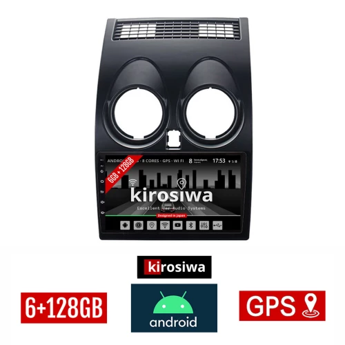 KIROSIWA 6+128GB NISSAN QASHQAI (2006 - 2013) Android οθόνη αυτοκίνητου 6GB με GPS WI-FI (ηχοσύστημα αφής 9" ιντσών OEM Youtube Playstore MP3 USB Radio Bluetooth Mirrorlink DSP Apple Carplay Android Auto 4G SIM card 4x60W, AUX) RX-9675
