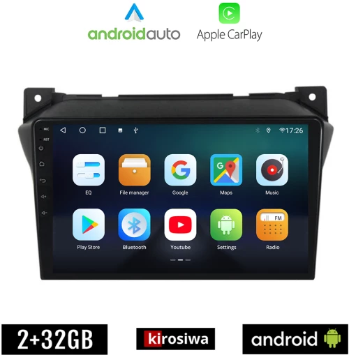 KIROSIWA NISSAN PIXO (μετά το 2009) Android οθόνη αυτοκίνητου 2GB με GPS WI-FI (ηχοσύστημα αφής 9" ιντσών OEM Android Auto Apple Carplay Youtube Playstore MP3 USB Radio Bluetooth Mirrorlink εργοστασιακή, AUX, 4x60W)