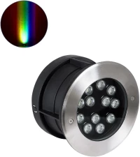 GloboStar® UNDERWATER-JULIA 90570 Υποβρύχιο Χωνευτό Φωτιστικό Σποτ Ειδικό για Σιντριβάνια LED 12W 1020lm 15° DC 24V Αδιάβροχο IP68 Φ18 x Υ11.2cm RGBW DMX512 - Ανοξείδωτο Ατσάλι - 3 Years Warranty