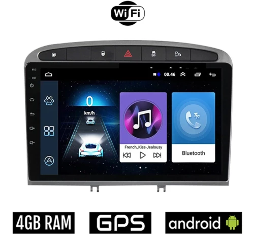 PEUGEOT 308 (2007 - 2012) Android οθόνη αυτοκίνητου 4GB με GPS WI-FI (ηχοσύστημα αφής 9" ιντσών OEM Youtube Playstore MP3 USB Radio Bluetooth Mirrorlink εργοστασιακή, 4x60W, AUX) PE23-4GB