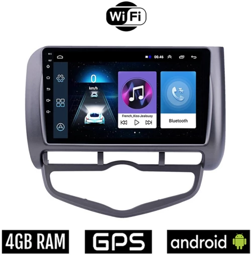 HONDA JAZZ (2002-2008) CLIMA Android οθόνη αυτοκίνητου 4GB με GPS WI-FI (ηχοσύστημα αφής 9" ιντσών OEM Youtube Playstore MP3 USB Radio Bluetooth Mirrorlink εργοστασιακή, 4x60W, AUX)