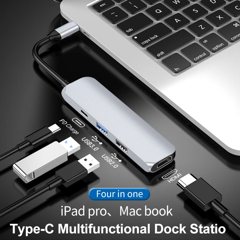 type c to hdmi adapter cable 4K HD usb hub   (Κωδ. 1-DOCK017)