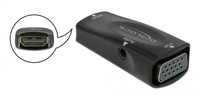 DELOCK αντάπτορας HDMI σε VGA 66560  1080p/60Hz  μαύρος