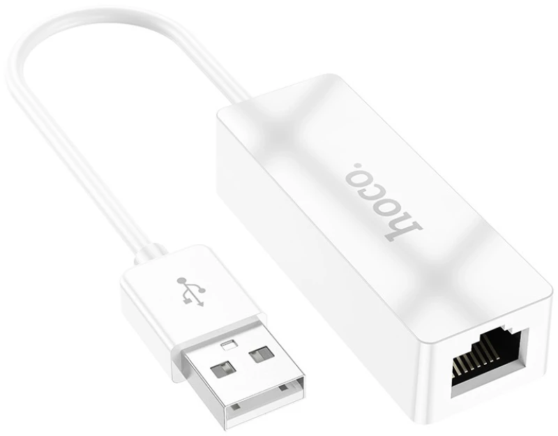 Αντάπτορας  Hoco UA22 USB Αρσενικό σε RJ45 OTG 100Mbps 15cm Λευκό