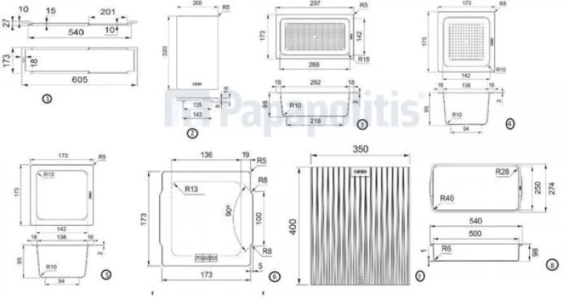 Franke 3120100713 Αξεσουάρ Νεροχύτη All In One Set5 Full Σετ 8 Αξεσουάρ