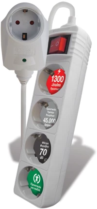 CRYSTAL AUDIO CP-4+1w Πολύπριζο Ασφαλείας 5 Θέσεων με Διακόπτη Λευκό
