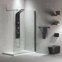 Devon Iwis Walk-in Inox 304 Διαχωριστικό Κρύσταλλο Ντουζιέρας Με Black Brushed Βραχίονα 67-69 εκ. - ύψος 200 εκ