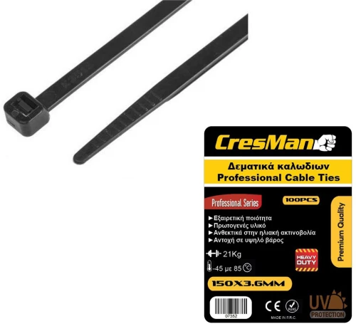 Δεματικό καλωδίων 4,8X250mm CRESMAN μαυρό