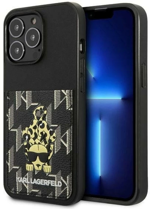 Karl Lagerfeld case for iPhone 13 Pro KLHCP13LCANCNK black hard case Monogram with card slot