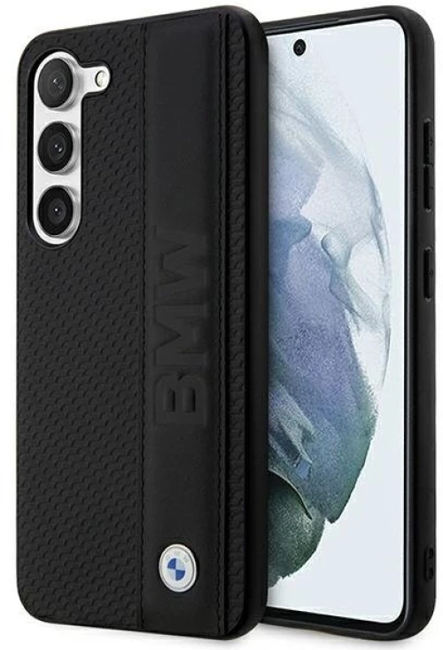 Original Case BMW Leather Textured & Stripe BMHCS23M22RDPK for Samsung Galaxy S23 Plus Black