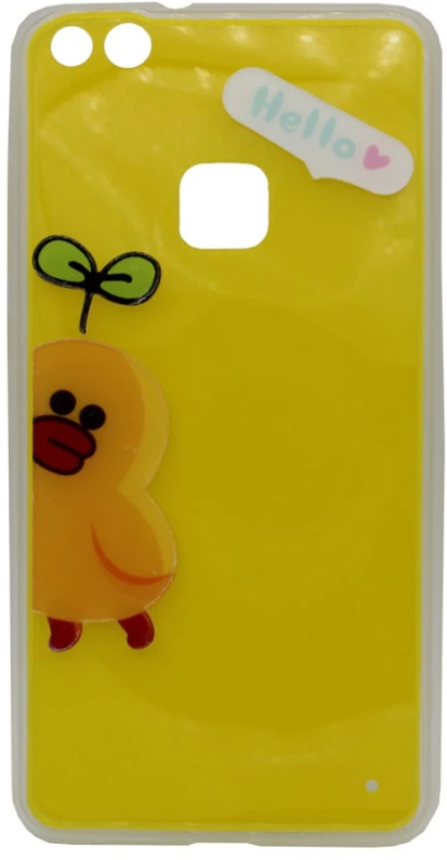 Θήκη σιλικόνης με 3D σχέδιο 'Hello' για Huawei P10 Lite - κίτρινο
