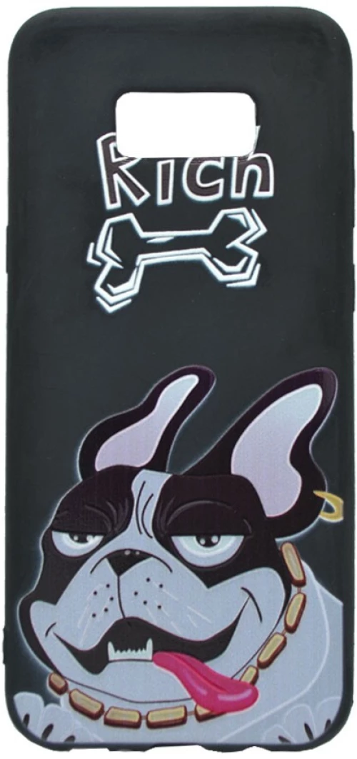 Θήκη σιλικόνης σχέδιο 'Rich BullDog' για Samsung S8 Plus - μαύρο