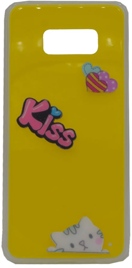Θήκη σιλικόνης με 3D σχέδιο 'Kiss' για Samsung S8 Plus - κίτρινο