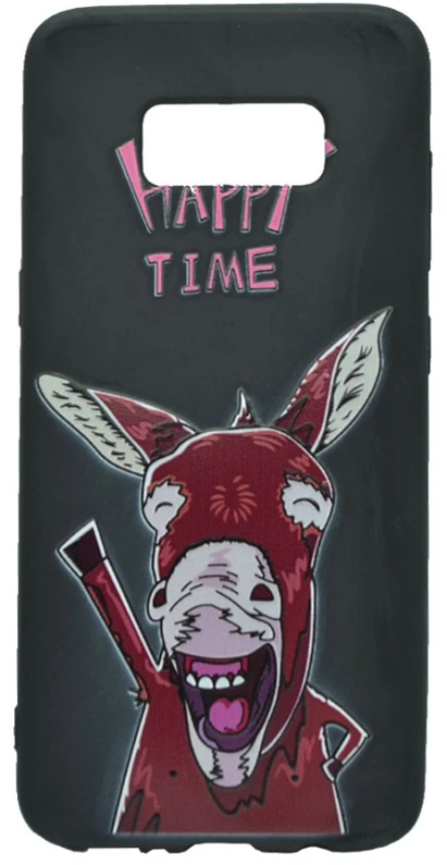 Θήκη σιλικόνης σχέδιο 'Happy Donkey' για Samsung S8 - μαύρο