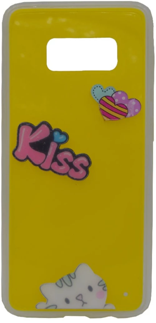 Θήκη σιλικόνης με 3D σχέδιο 'Kiss' για Samsung S8 - κίτρινο