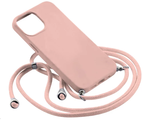 Θήκη Σιλικόνης Crossbody για Apple iPhone 13 Pro Max - Σομόν