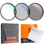 K&F Concept 40.5mm MCUV+CPL+ND4 Lens Filter Kit with Lens Cleaning Cloth and Filter Bag