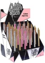 Στυλό Ballpoint Μεταλλικό με Μπλε Mελάνι Tesoro Glitter 0.7mm Ασημί 582161