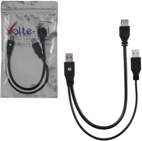 VOLTE-TEL ΚΑΛΩΔΙΟ Η/Υ USB 3.0 A ΘΗΛΥΚΟ ΣΕ 2x USB 3.0 A ΑΡΣΕΝΙΚΟ 5 GBIT/S 0.3m ΜΑΥΡΟ