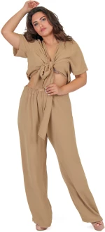 Crop Top Κρουαζέ Δέσιμο - MP883.CAMEL
