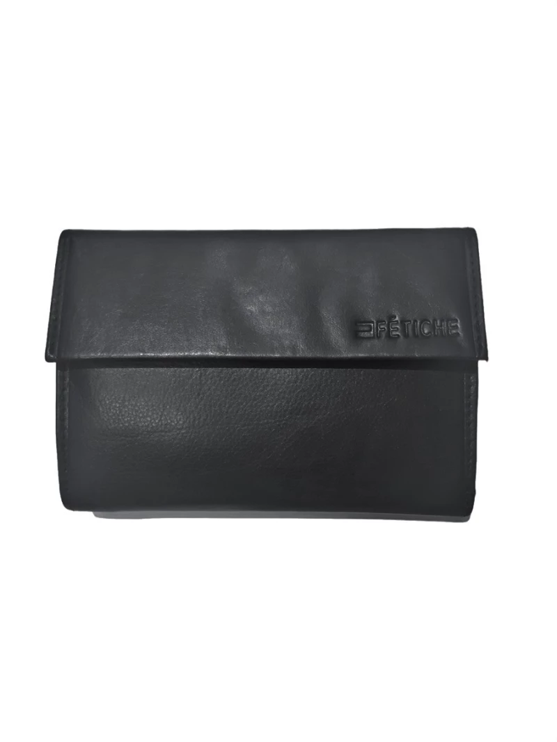 FETICHE LEATHER ΓΥΝΑΙΚΕΙΟ ΔΕΡΜΑΤΙΝΟ ΠΟΡΤΟΦΟΛΙ ΜΑΥΡΟ AN 1-697