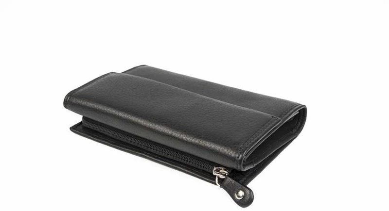 FETICHE LEATHER ΓΥΝΑΙΚΕΙΟ ΔΕΡΜΑΤΙΝΟ ΠΟΡΤΟΦΟΛΙ ΜΑΥΡΟ AN 1-697